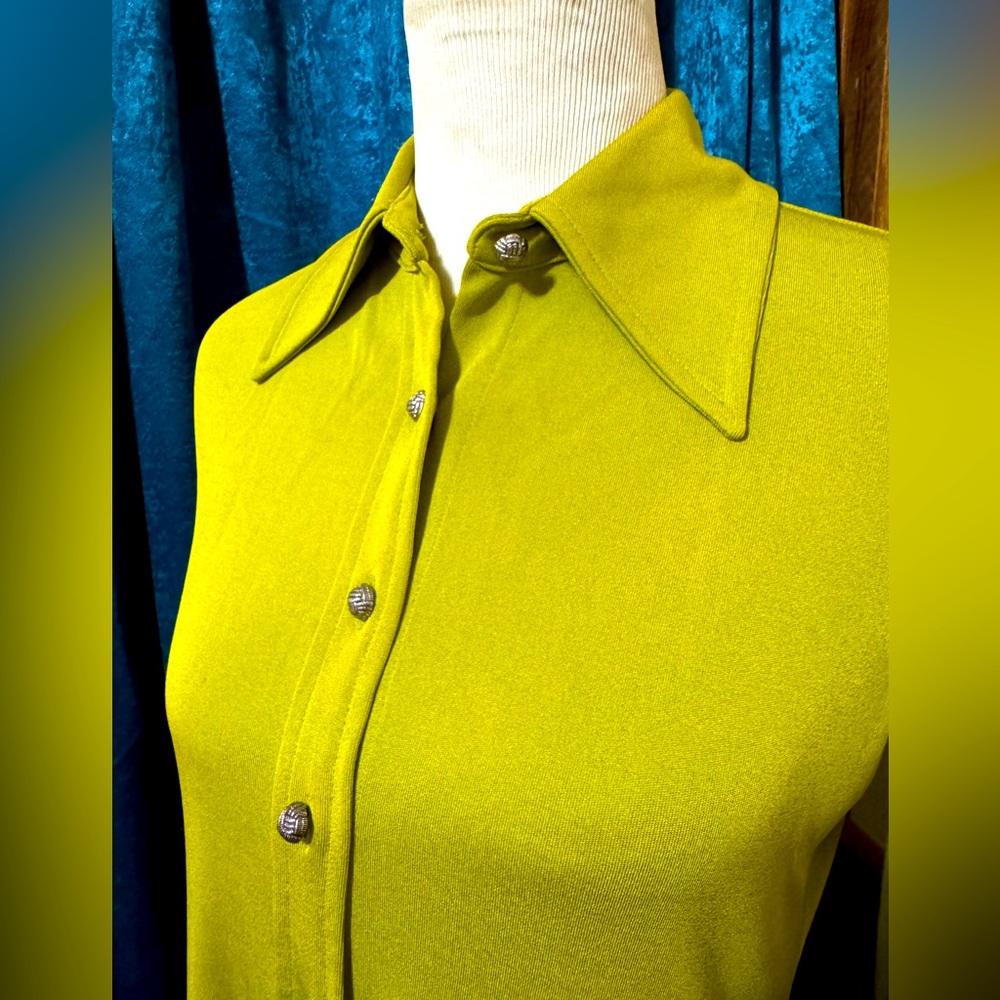 🌿 Vintage 90s Isaac Mizrahi Chartreuse Blouse – Size 12